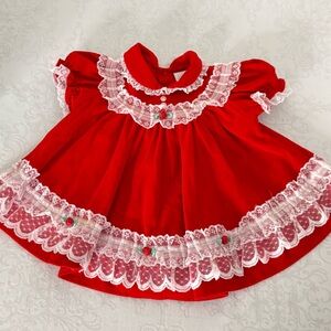 True Vintage Velvet Christmas Holiday Dress Size 24 Months
